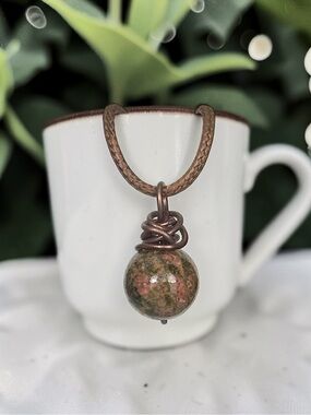 5 For $25💫Wire Wrapped Unakite Stone Pendant Necklace
